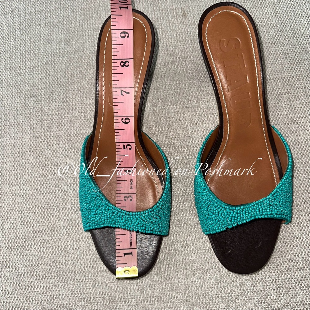 STAUD Brigitte Beaded Slide Sandals - Teal - Picture 15 of 16